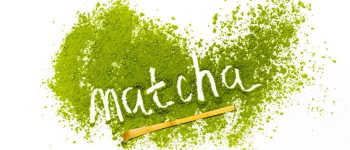 matcha powder with the word matcha