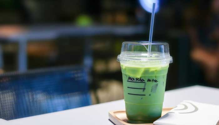 matcha on a table at a cafe